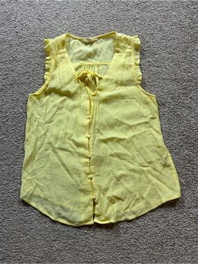 E Hanger M Anthropologie Women's Yellow Sleeveless Blouse Tie Neck Lightweight